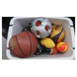 Large Lot of Balls in Bin-Basketball, Nerf & more