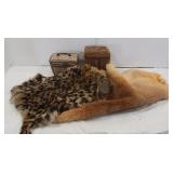 Misc Lot-Animal Pelts, Sm. Alligator Head & more