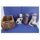 Home Decor Lot-Basket, Cat&Dog Decor