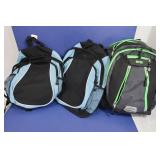 3 Backpacks(green-padded)-Excellent Condition