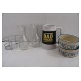 Misc Lot-Cat Bowls, Oversized Mug & more