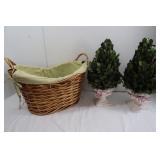 2 Christmas Decor Pcs w/Basket 2 Christmas Decor Pcs w/Basket