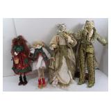 2 Ceramic Head Cat Dolls, 2 Other Dolls 2 Ceramic Head Cat Dolls, 2 Other Dolls