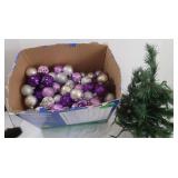 Christmas Lot-Silver&Purple Balls, Small Tree Christmas Lot-Silver&Purple Balls, Small Tree