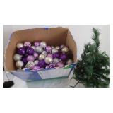 Christmas Lot-Silver&Purple Balls, Small Tree