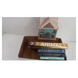 Book Lot & Small Wooden House