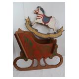 Sm. Wooden Sleigh(12x20x18"), Wooden Wall Hung