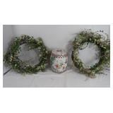 Home Decor-2 Wreaths, Vase Home Decor-2 Wreaths, Vase