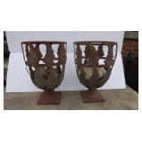 2 Metal Plant Holders w/Rocks-9"Dx15"H