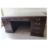 Ethan Allen Cherry Desk w/Glass Top Protector- Ethan Allen Cherry Desk w/Glass Top Protector-
