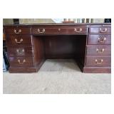 Ethan Allen Cherry Wood Desk w/Glass Protector - Ethan Allen Cherry Wood Desk w/Glass Protector -