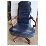 Blue Leather Office Chair w/Arms