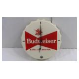 Budweiser Plastic Clock-Battery Op.-9" Rd