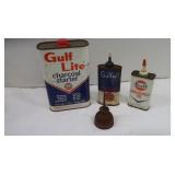 Vintage Gulf Oil Cans & Charcoal Starter Vintage Gulf Oil Cans & Charcoal Starter