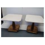 2 Vintage Marble Top End Tables-18"Wx16"H 2 Vintage Marble Top End Tables-18"Wx16"H