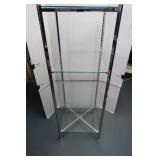 Glass Bi-fold Display Stand w/4 Adjustable Shelves