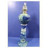 Antique Flow Blue Oil Lamp(no chimney)16"Hx4 1 /2" Antique Flow Blue Oil Lamp(no chimney)16"Hx4 1 /2"