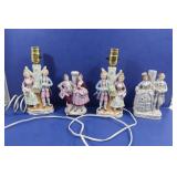 4 Vintage Porcelain Figurine Lamps made in Japan 4 Vintage Porcelain Figurine Lamps made in Japan