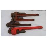 4 Pipe Wrenches-2 Ridgid, 1 Craftsman, 1 Drop 4 Pipe Wrenches-2 Ridgid, 1 Craftsman, 1 Drop