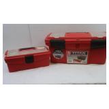 2 Plastic Red Toolboxes w/Contents