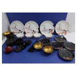 Vintage Oriental Cups & Saucers(black-woood) Vintage Oriental Cups & Saucers(black-woood)