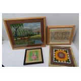 3 Needlepoints in Frame & Framed Print