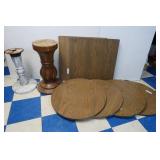 2 Pedestals(1 Marble, 1 Wooden)6 Tops for 2 Pedestals(1 Marble, 1 Wooden)6 Tops for