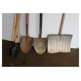 Misc Tool Lot-Post Hole Digger, 3 Shovels