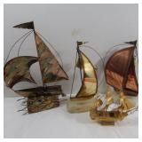 4 Metal Sailing Ships