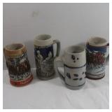 4 Collectible Stein Mugs-1989 Budweiser, Budweiser