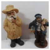 2 Collectible Figures-1 Santa, 1 Fisherman