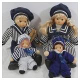 4 Vintage Springford Porcelain Sailor Dolls w/