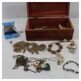 Lane Cedar Chest Jewelry Box w/Costume Jewelry
