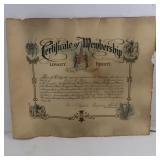 Certificate of Membership Loyalty Fidelity Union