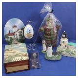 Home Decor-Lighthouses Santa & Cedar Box