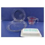 Vintage Pyrex Butter Dish, 2 Pyrex Pie Dishes &