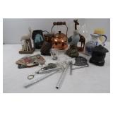 Figurines, Copper Tea Kettle,  Wind Chimes & more