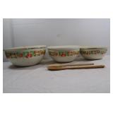 3 Bowls Set(Kobe Kitchen-Japan) w/Wooden Spoons
