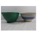 2 Decorative Crock like Bowls(1 cracked)