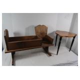 Baby Doll Cradle-29x9x21"&3 Legged Table16x16x16"