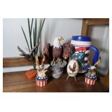 Porcelain Eagles, Egg w/Eagle, Flying Duck Figure&