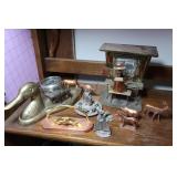 Tin Piano Player, Brass Duck Tray, Miniature Brass