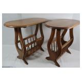 2 Solid Oak Tables w/Magazine Racks