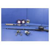 2 Fishing Poles, 3 Closed Faced Reels,Extra Line