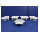 5 Vintage Corningware Casserole Dishes w/Lids