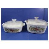2 Vintage Corningware Casserole Dishes w/Lids
