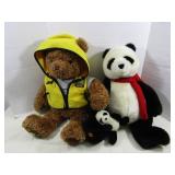 Stuffed Teddy Bear, Panda Bear w/Bin