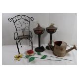 Misc Garden Lot-Watering Can, Tiki Lights & more