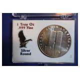 1 oz. .999 Fine Silver Twin Tower Coin