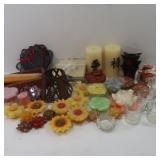 Large Lot of Votives, Candles, & Candle Holders